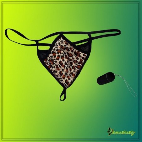 Leopard Grain Underwear Remote control vibrating t-back VP-002