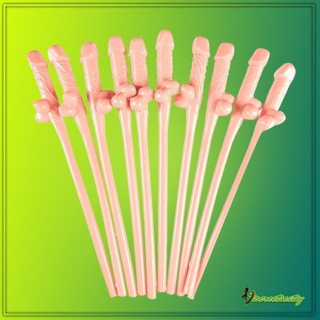 Pack of Ten Willy Straws Blow me KP-001