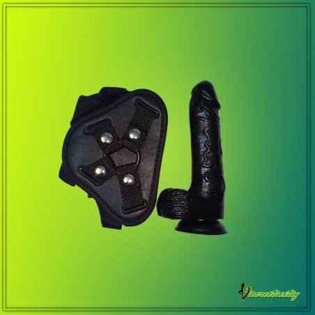 Strap On Dildo Harness with Big Black Dildo Vibrator SO-027